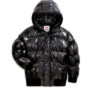 Appaman Girls Puffy Coat in Black Glitter Size 12 Down Filled Winter Jacket